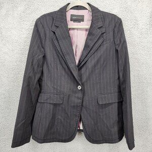 BCBGMaxAzria Women's Large Pinstripe Blazer‎ Jacket Black Striped Single Button